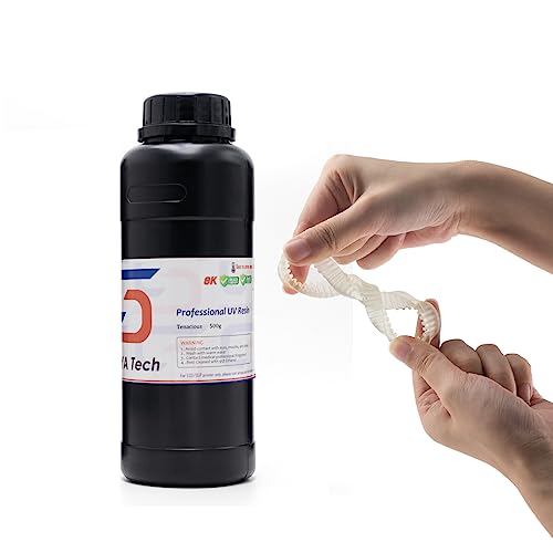Siraya Tech Tenacious 3D Printer Flexible 405nm UV-Curing Resin with High Impact Resistance Standard Photopolymer Resin for LCD DLP 3D Printing (500g, Clear)