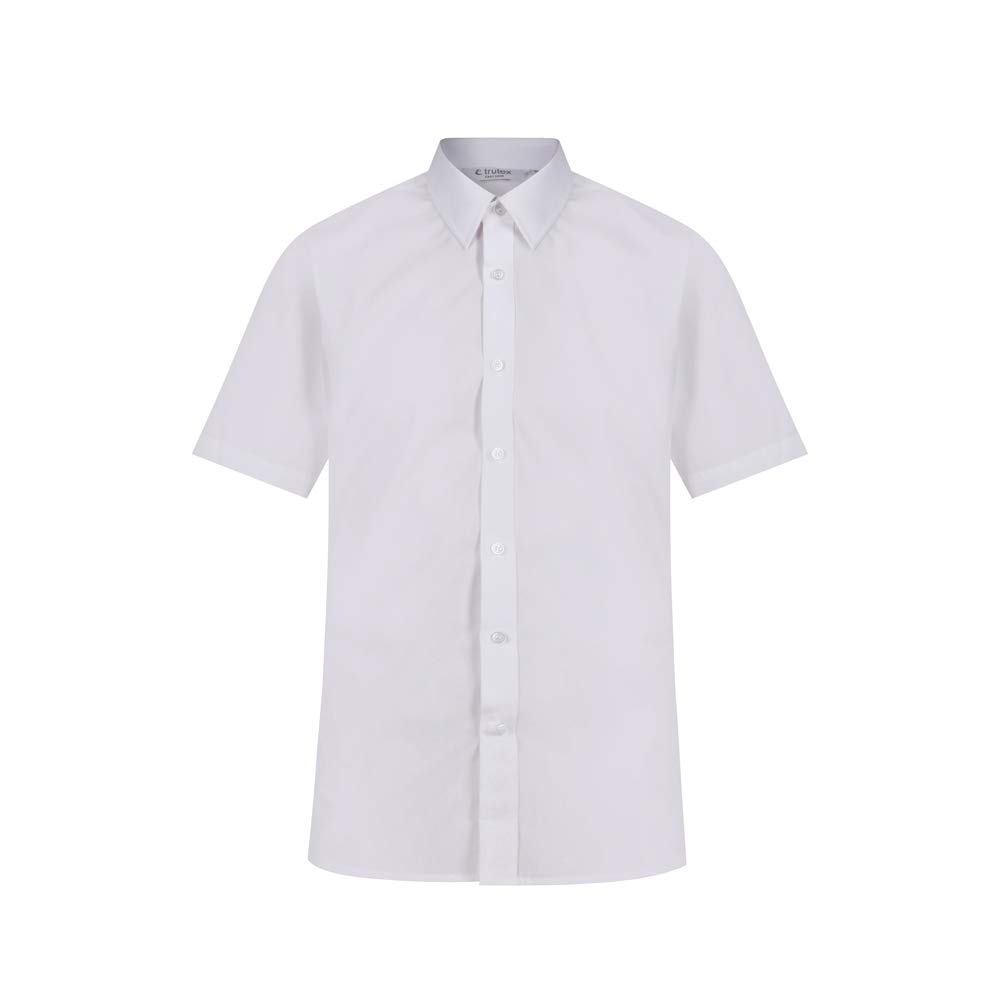 Trutex Trutex SSS-WHT-20 - Pack de 2 camisas de manga corta de corte estrecho sin plancha (20 tamaños), color blanco