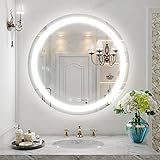 LOVESPEJO Round LED Bathroom Mirror 24 Inch Front Lit Smart Mirror with Lights, Wall Mounted Anti-Fo