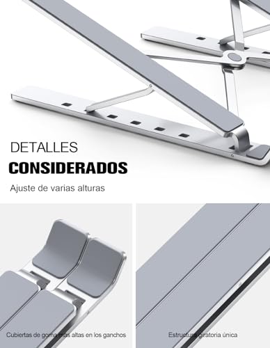 Miniatura 5 de Babacom Soporte Portatil Mesa 5 Ángulos Adjustable, Aleación De Aluminio, Refrigeración Soporte Ordenador Portátil, Plegable Soporte Para Portatil, Para Macbook, Pc Y Otro 10-15.6 Portatiles