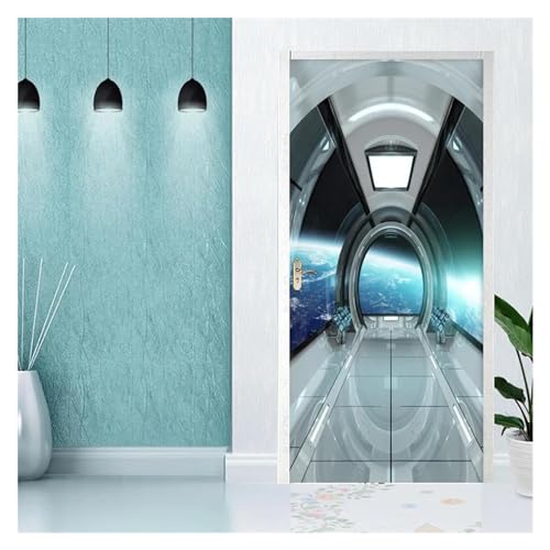 Sticker de porte capsule spatiale 3D : solution papier peint étanche pour masquer les défauts - 4