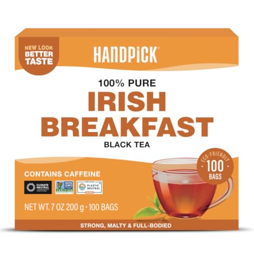 HANDPICK Irish Breakfast Teabags(100 Count) Caffeinated Bold Black Teabags