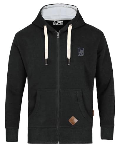 JRC Just Royal Clothing Mens Zipped Fleece Hoodies with Thermal Hood Inner, Casual Zip Up Hooded Sweatshirt Tops with Pockets (Charcoal, L)