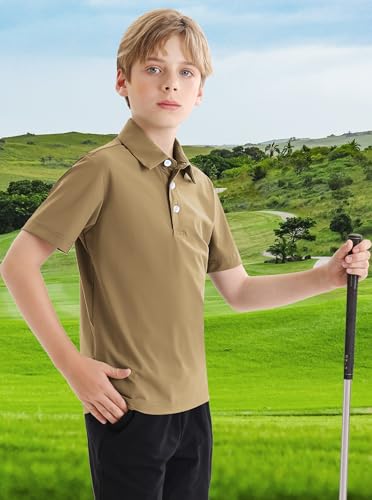 Image of Polo Shirts for Boys Golf Polo Shirt Short Sleeve Boys Performance Polo Dry Fit Stretch Collared UPF50+ Kids Golf Shirts