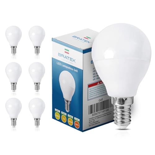 Bratek Lampadine LED E14 6W 600lm, Luce Calda 3000K, Forma Sfera Golf G45, Alta Luminosità, Risparmio Energetico, Durata 25000 Ore – Confezione da 6 Pezzi