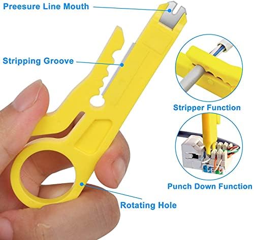Image of XIKKART Crimping Tool | Rj45 Rj11 Crimping Tool Kit, Ethernet Crimp Tool, 30Pcs CAT5 CAT5e Cat6 Connectors, 30PCS Boot Covers, 1 Network Cable Wire Stripper And Cutter, Combo Set (Multicolor)