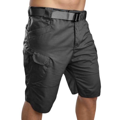 Caxndycing Pantalones cortos para hombre de algodón y lino, pantalones cortos cargo con goma elástica, pantalones casuales, deportivos, pantalones cortos de verano, ligeros con bolsillos, pantalones