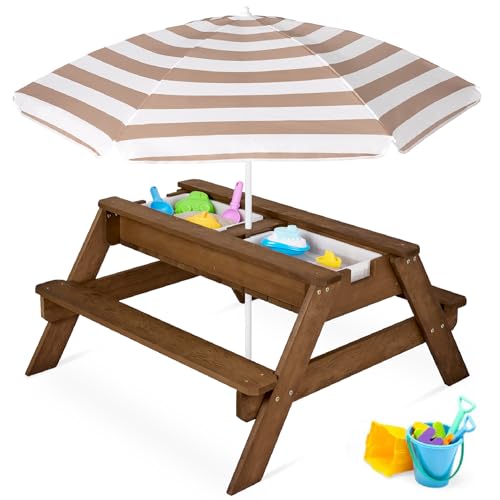 Best Choice Products Kids Picnic Table with Umbrella,...