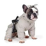 Laifug Dog Cold Weather Coats, 4 Legged Onesies Dog Winter Coat with Reflective Strip, Detachable Hat and Adjustment Cord, Waterproof Windproof Turtleneck Dog Clothes for Small to Extra Large Dogs