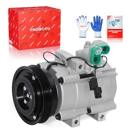 Image of PHOBOOS A /C compressor with Clutch Compatible with Hyundai Sonata 1999-2005 V6 2.5L /2.7L, Tucson 2006-2009 V6 2.7L & Kia Optima 2001-2006 V6 2.5L /2.7L, Magentis 2001 /2002-2006 V6 2.7L, Ref. 4716010
