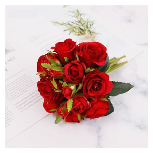 Bouquet de roses de simulation blanches fausses fleurs déco maison - 5