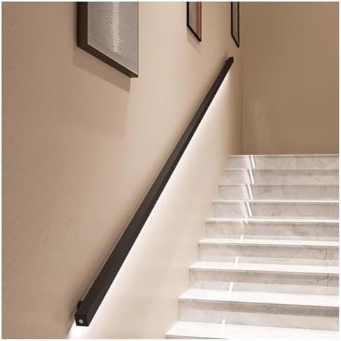 LED Stair Lights - Indoor Wall Grab Bar with Body Sensor - 7ft Stainless Steel Lighted Aisle Illumination for Home Safety & Villa Décor