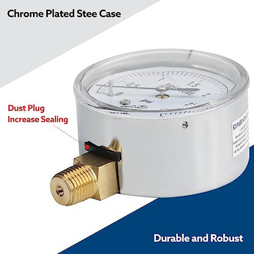 senctrl 0-5 psi low pressure gauge capsule gauge 2-1234 dial size 1434 npt lower mount zero adjustment for air water gas pressure test