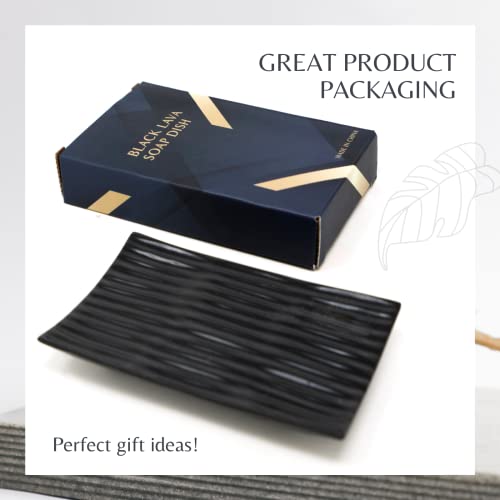 Modern Zen Black Soap Dish With Non Slip Feet - Bar Soap Holder (Bl06) - Soap Tray For Shower #TOP4