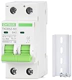 12V-110V DC Miniature Circuit Breaker, 40 Amp 2 Pole Battery Breaker Protector for Solar PV System and RV, Thermal Magnetic Trip, DIN Rail Mount, Chtaixi DC Disconnect Switch B40