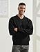 Thkzn Men's Knit Polo Sweater Classic Casual Long Sleeve Fall Fleece Lined Button Collar Pullover Sweaters (US, Alpha, X-Large, Regular, Regular, Black)