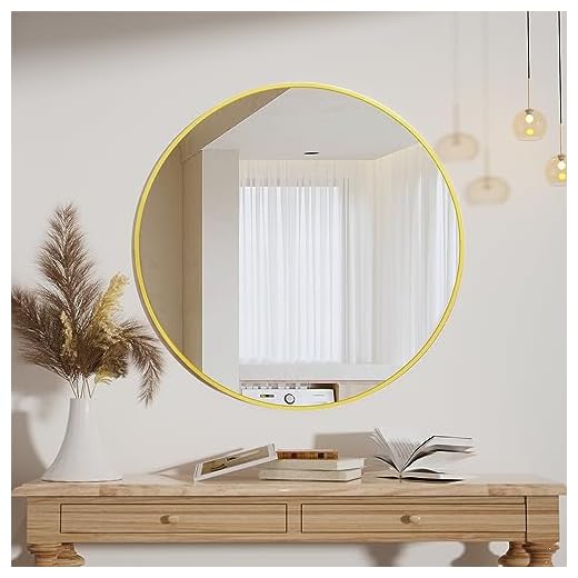 Koonmi Espejo redondo de 50 cm, espejo redondo, espejo de pared con marco de aleación de aluminio para baño, tocador, sala de estar, dormitorio, decoración de pared