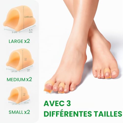 Bukihome Redresseur d'orteils en marteau - 6 packs d'attelles d'orteil - Coussin en gel souple pour orteils en marteau - Redresse les orteils courbés, courbés, crochus, en griffe(3 Different Sizes) – vue 2