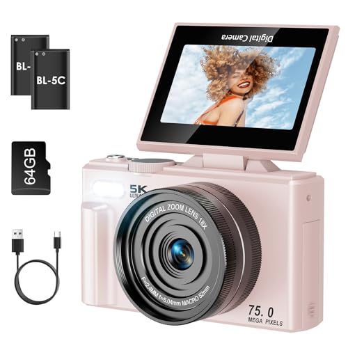 Nsyee Fotocamera digitale 5K, con trasferimento WIFI, autofocus da 75