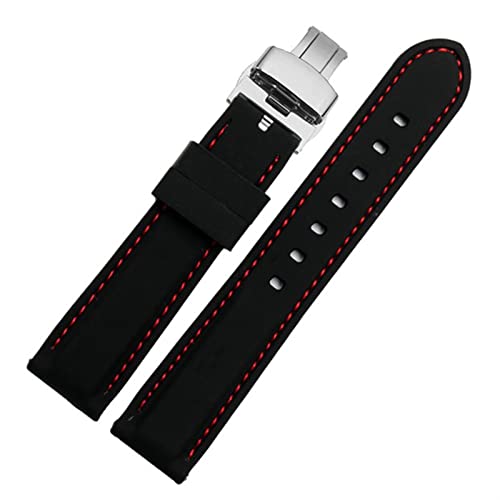 Accessoires bracelet de montre en silicone noir 22mm étanche