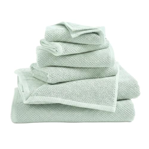 Great Bay Home 100% Cotton 6 Piece Towel Set - Absorbent, Quick-Drying, Durable Bath Towels for Bathroom Decor - Low-Twist, Two-Ply Fibers (Pastel Blue)