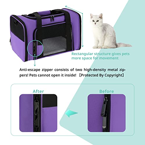 Echohana Large Pet Carrier, Dog Carrier For Medium Large Dogs, Suitable For Pets Under 25Lbs, Soft Dog Carrier With High-Density Anti-Escape Zipper, And Easily Identifiable Name Tags (Large-Purple) #TOP2