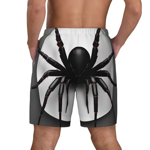Men's Black Spider Print Quick-Dry Mesh Swim Trunks Stretch Lining Beach Shorts Surfing Summer Vacations3
