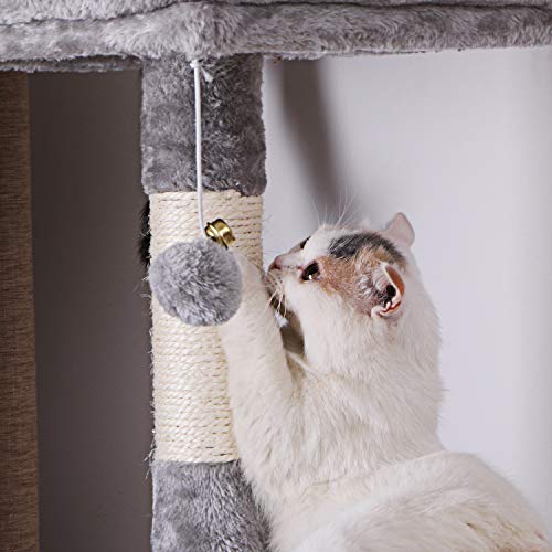 Bewishome Cat Tree With Sisal Scratching Posts Perch House Hammock Tunnel, Cat Tower Cat Condo Furniture Kitten Activity Center Pet Play House Kitty Playground, Light Grey Mmj02G #TOP7