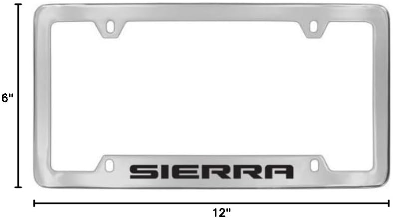 GMC Sierra Chrome Plated Metal Bottom Engraved License Plate Frame Holder