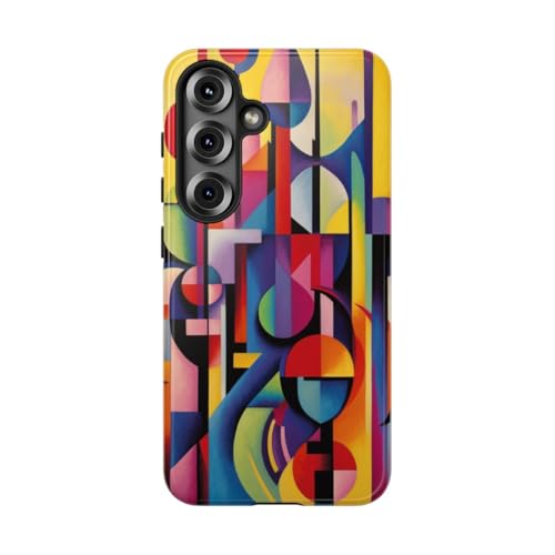 Coque Samsung S25 jaune à motifs de formes géométriques abstraites