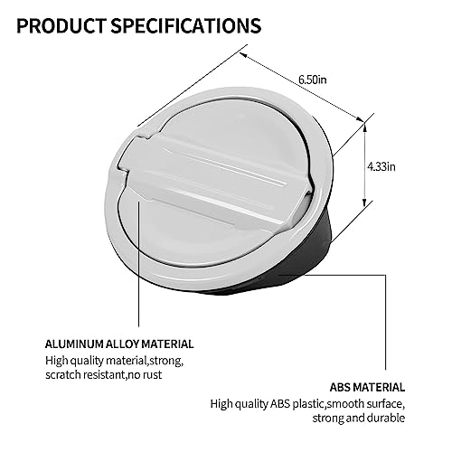 SQQP for JL Fuel Filler Door Gas Tank Cap Cover Fit for 2018-2026 Jeep Wrangler JL & Unlimited Sport Rubicon Sahara 2/4 Door, Aluminum Fuel Door Exterior Accessories(White) by SQQP - Used condition - Image 4
