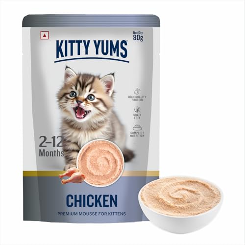 Image of Kitty Yums Kitten Wet Mousse 80g | Chicken | Rich in Protein | Promotes Hydration & Easy to Digest | Grain Free | No Artificial Flavours | Packed with Essential Vitamins & Antioxidants