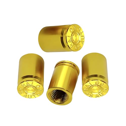 4pcs Waterproof Dust Caps for Car and Bike Tyre Valve – Universal Tire Valve Stem Covers, Black Replacement Tyre Caps with Airtight Seal, Bullet Shell Shape Design for Cars and Bikes