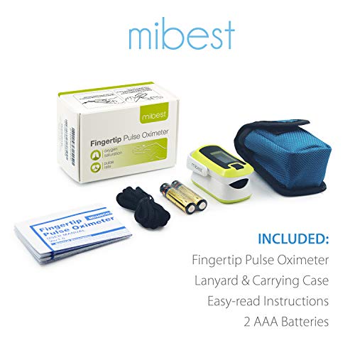 mibest OLED Finger Pulse Oximeter, O2 Meter, Dual Color White/Green