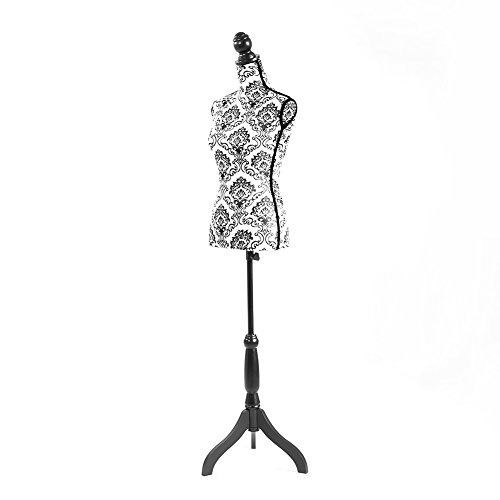 Female Mannequin Torso Dress Form Black Tripod Stand Display Baroco Style