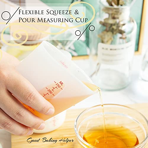 3 Pcs Silicone Flexible Measuring Cups,Melting Cups For Epoxy Resin,Butter,Chocolate And More,2 Cup&1 Cup&1/2 Cup,Squeeze And Pour Silicone Measuring Cup With Marking Ounce/Ml #TOP5
