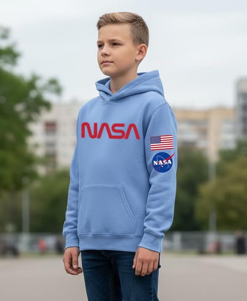 Amazon.com: Studio 9Thirty3 NASA Youth Fleece Flag Hoodie – Space