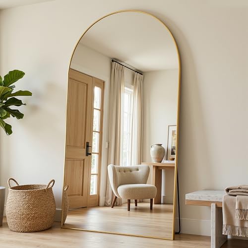 Antok Großer Ganzkörperspiegel, Gewölbter Standspiegel, Bruchsicheres Glas, Bodenspiegel für Wohnzimmer, Ankleide, Lehnende, Wandmontage, Sichere Verpackung