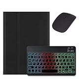 マウス付き Xiaomi Pad 8 / Pad8 Pro用の キーボードケース レインボーバックライト付き シャオミ Xiaomi Pad 7 / Pad7 Pro用の キーボードカバー マグネット 分離式 ビジネス 学生,黒+黒
