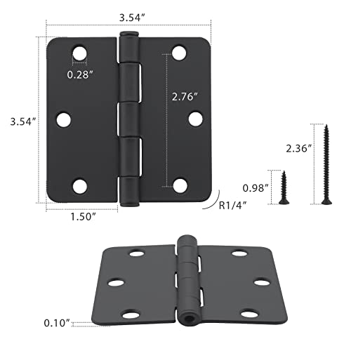 HOME MASTER HARDWARE 18 Pack Rounded Matte Black Door Hinges, 3.5 Inch Interior Door Hinges, 1/4" Radius Corners Residential Bedroom Door Hinge for Office/Bedroom/Study Living Room by HOME MASTER HARDWARE - Image 4