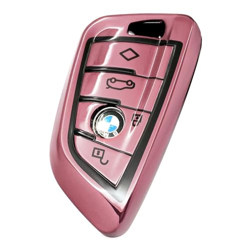 Image of Creativity For BMW X5 Key Fob Cover accessories (Pink Key Case) | Advanced soft TPU key box is compatible with F30 F45 F55 G20 G30 X1 X3 X4 X5 X6 X7 3 5 6 7 8 M5 M6 GT series smart key