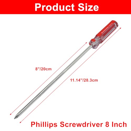 Image of Phillips Screwdriver 8 Inch, Long Screwdriver #2 Extra Long Shaft Cross Head Screwdriver
