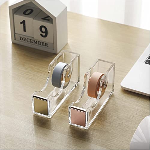 Hibucuo Klebebandspender, Transparent Acrylic Klebebändabroller, Clear Klebeband-Spender, Tape Schneider, Tape Cutter Desktop Schreibwaren, Rutschfest, Einfache Handhabung