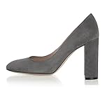  Elashe - Femmes - Escarpins- Orteil d\'amande - Talon Chunky - Bloc 10CM - Cuir synthétique - Plusieurs Coloris - Talon épais - Bout Pointu fermé Gris EU44