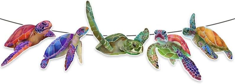 Miniatura 6 de Cartel de cumpleaños de tortuga bonitas decoraciones de fiesta de tortuga marina para baby shower, cumpleaños de niños, celebraciones temáticas bajo