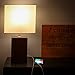 Brightech Maxwell Bedside Lamp with USB Port – Compact Table Lamp for Bedroom, Living Room - Modern Asian Nightstand Lamp with Wood Frame - LED Bulb, Soft Light - Havana Brown
