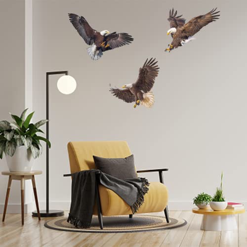 PLIGREAT 3 Pcs Flying Bald Eagles Birds Wall Stickers - Image 4
