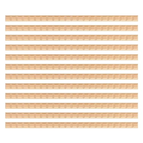BE-TOOL 12 Pack Unfinished 3D Grid Wood Trim Molding, Decorative Ornamental Moulding for Cabinet/Window/Dollhouse (15 * 5mm/0.59 * 0.19in)
