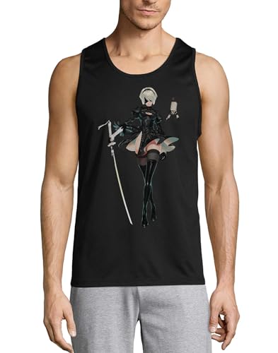Débardeur coton homme noir Anime 167 pour le sport et l'été