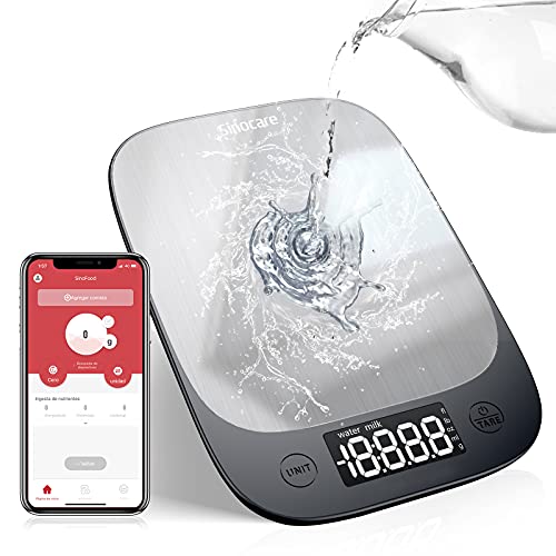 sinocare Digitale Küchenwaage, Küchenwaage Bluetooth APP Professionelle Electronische Waage Tara Funktion LED Anzeige…